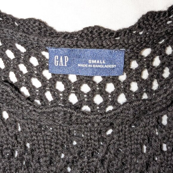 Gap	| 100% Cotton Crochet Halter Tank Top Sweater Black Sleeveless | Size Small - Picture 7 of 12